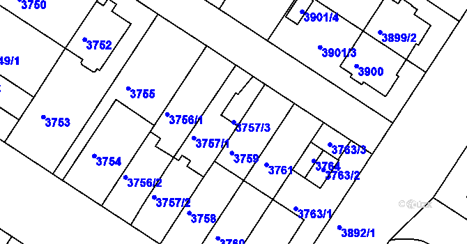 Parcela st. 3757/3 v KÚ Strašnice, Katastrální mapa