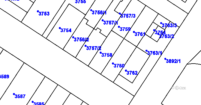 Parcela st. 3758 v KÚ Strašnice, Katastrální mapa