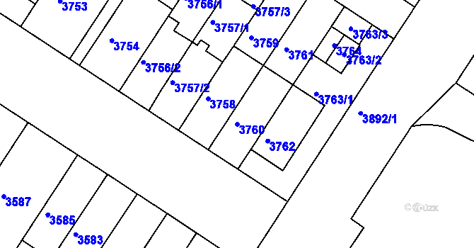 Parcela st. 3760 v KÚ Strašnice, Katastrální mapa
