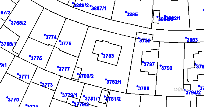 Parcela st. 3783 v KÚ Strašnice, Katastrální mapa