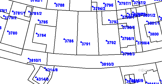 Parcela st. 3791 v KÚ Strašnice, Katastrální mapa