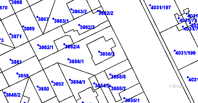 Parcela st. 3856/2 v KÚ Strašnice, Katastrální mapa