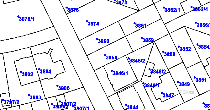 Parcela st. 3858 v KÚ Strašnice, Katastrální mapa