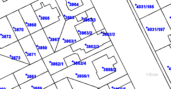 Parcela st. 3862/3 v KÚ Strašnice, Katastrální mapa