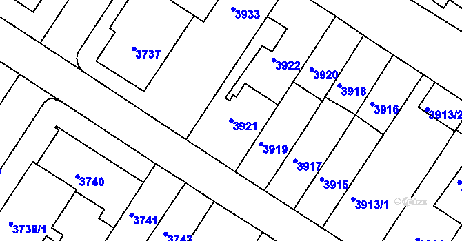 Parcela st. 3921 v KÚ Strašnice, Katastrální mapa