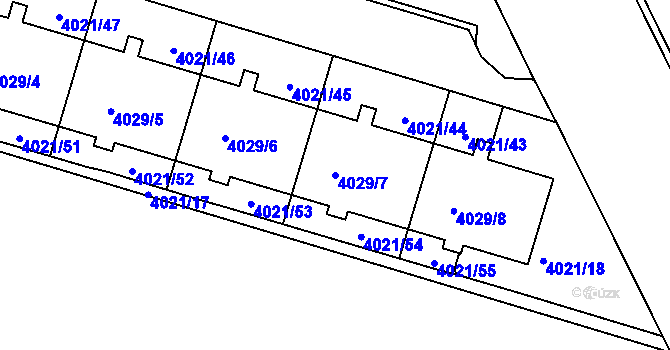 Parcela st. 4029/7 v KÚ Strašnice, Katastrální mapa