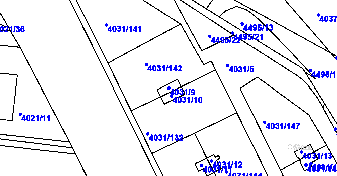 Parcela st. 4031/9 v KÚ Strašnice, Katastrální mapa