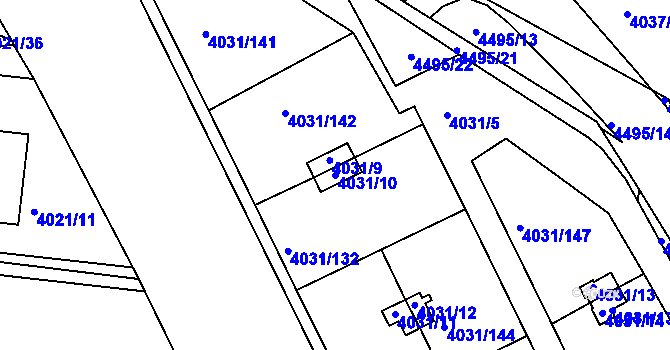 Parcela st. 4031/10 v KÚ Strašnice, Katastrální mapa