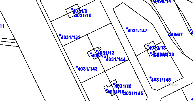 Parcela st. 4031/12 v KÚ Strašnice, Katastrální mapa