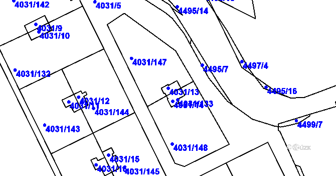 Parcela st. 4031/13 v KÚ Strašnice, Katastrální mapa