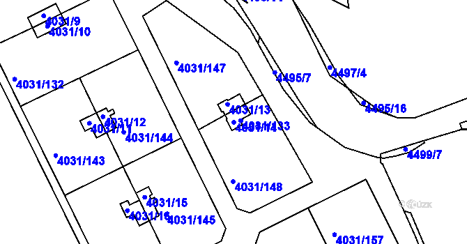 Parcela st. 4031/14 v KÚ Strašnice, Katastrální mapa