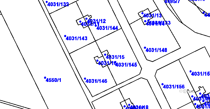 Parcela st. 4031/15 v KÚ Strašnice, Katastrální mapa