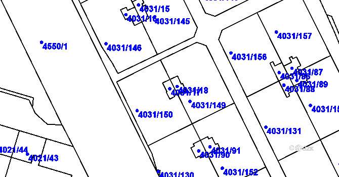Parcela st. 4031/17 v KÚ Strašnice, Katastrální mapa