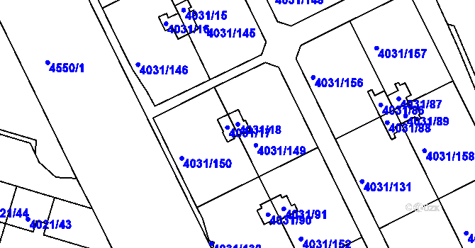 Parcela st. 4031/18 v KÚ Strašnice, Katastrální mapa