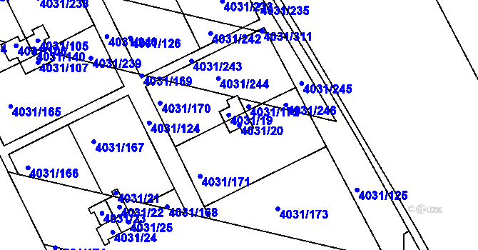 Parcela st. 4031/20 v KÚ Strašnice, Katastrální mapa