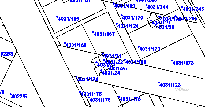 Parcela st. 4031/21 v KÚ Strašnice, Katastrální mapa