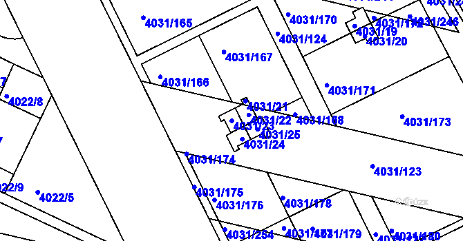 Parcela st. 4031/23 v KÚ Strašnice, Katastrální mapa