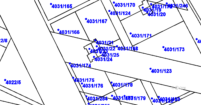 Parcela st. 4031/25 v KÚ Strašnice, Katastrální mapa
