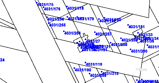 Parcela st. 4031/26 v KÚ Strašnice, Katastrální mapa