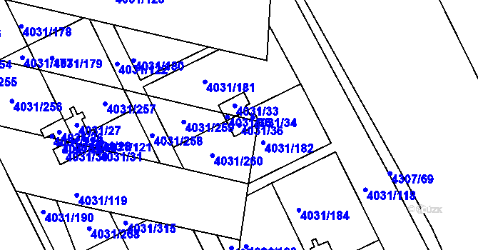 Parcela st. 4031/36 v KÚ Strašnice, Katastrální mapa