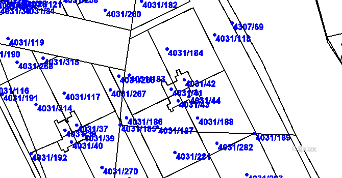 Parcela st. 4031/41 v KÚ Strašnice, Katastrální mapa