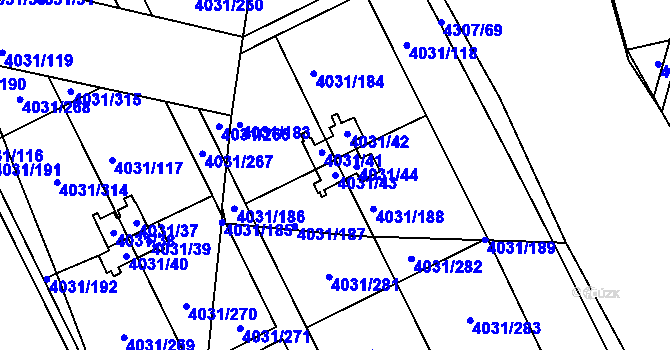Parcela st. 4031/43 v KÚ Strašnice, Katastrální mapa