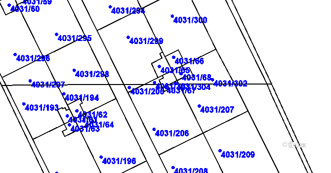 Parcela st. 4031/67 v KÚ Strašnice, Katastrální mapa