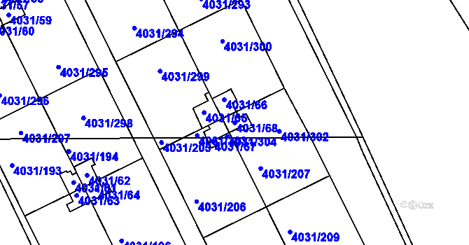 Parcela st. 4031/68 v KÚ Strašnice, Katastrální mapa