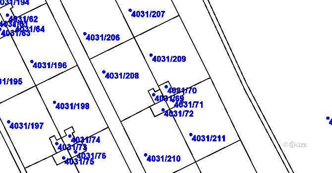 Parcela st. 4031/70 v KÚ Strašnice, Katastrální mapa