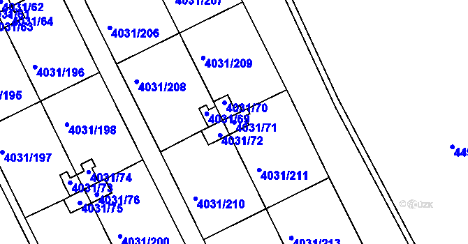 Parcela st. 4031/71 v KÚ Strašnice, Katastrální mapa