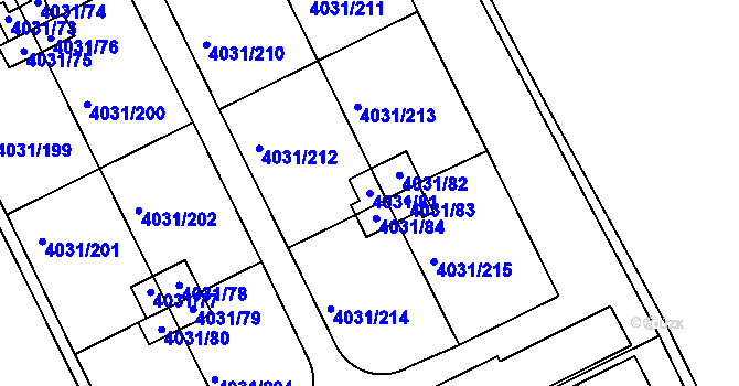 Parcela st. 4031/81 v KÚ Strašnice, Katastrální mapa
