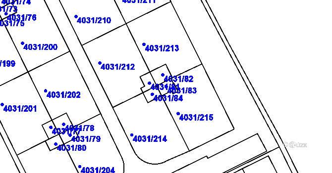 Parcela st. 4031/83 v KÚ Strašnice, Katastrální mapa