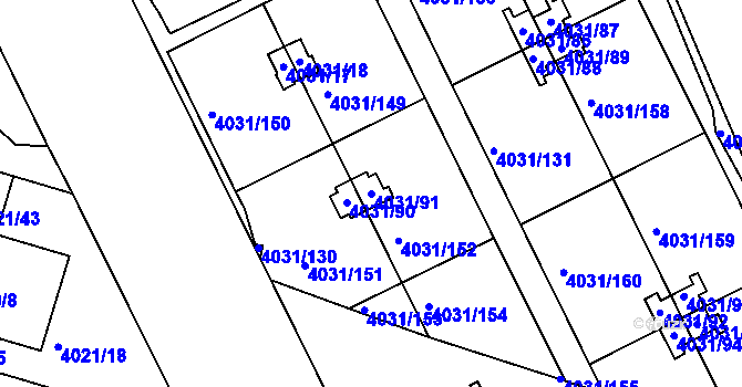 Parcela st. 4031/91 v KÚ Strašnice, Katastrální mapa