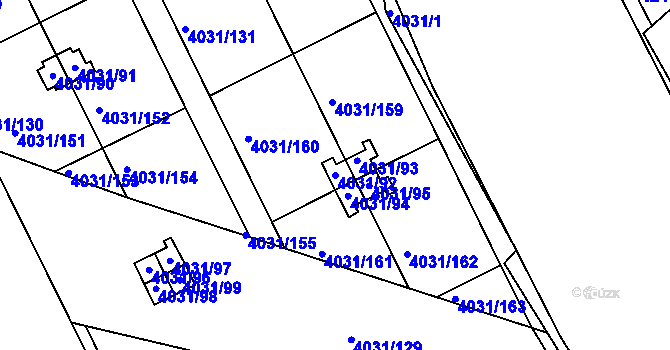 Parcela st. 4031/92 v KÚ Strašnice, Katastrální mapa