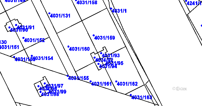 Parcela st. 4031/93 v KÚ Strašnice, Katastrální mapa