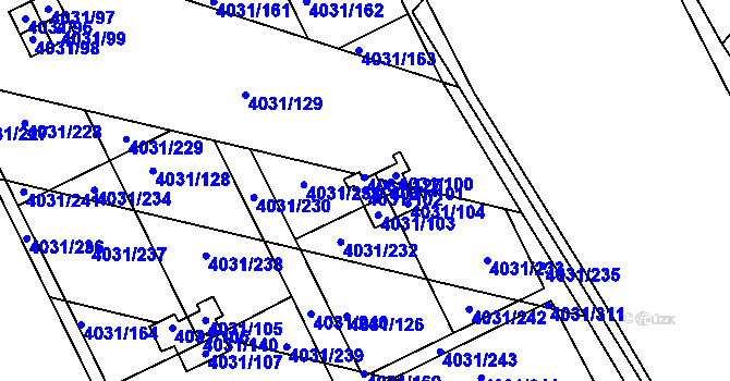 Parcela st. 4031/102 v KÚ Strašnice, Katastrální mapa