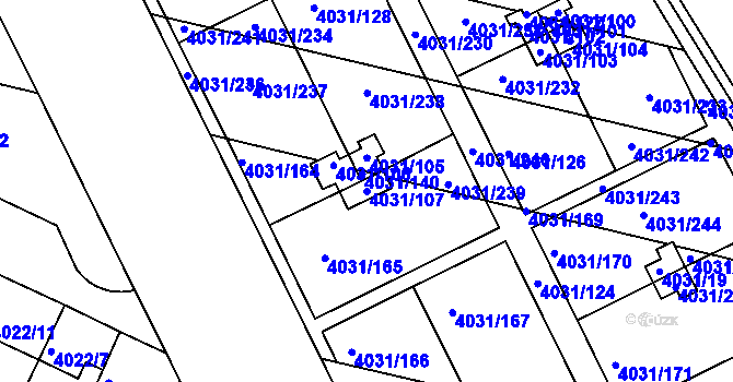 Parcela st. 4031/107 v KÚ Strašnice, Katastrální mapa