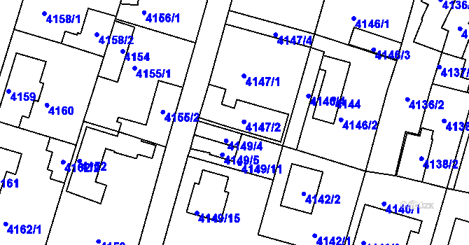 Parcela st. 4147/2 v KÚ Strašnice, Katastrální mapa