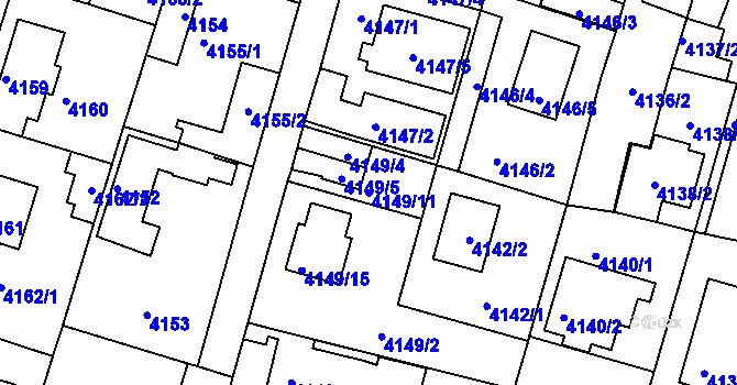 Parcela st. 4149/11 v KÚ Strašnice, Katastrální mapa
