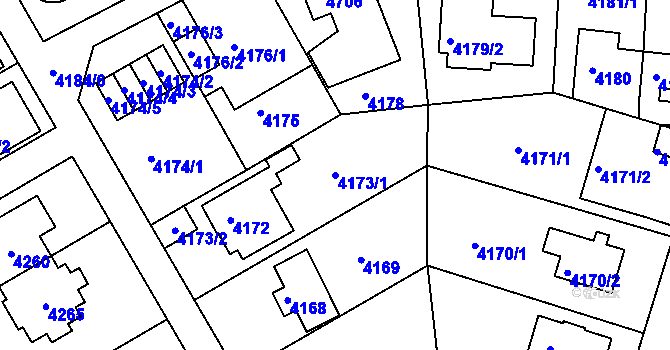 Parcela st. 4173/1 v KÚ Strašnice, Katastrální mapa