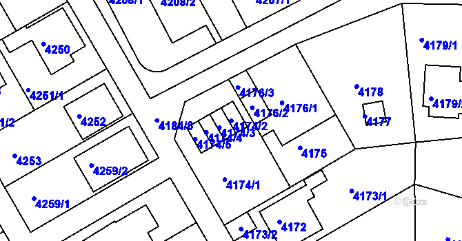 Parcela st. 4174/2 v KÚ Strašnice, Katastrální mapa