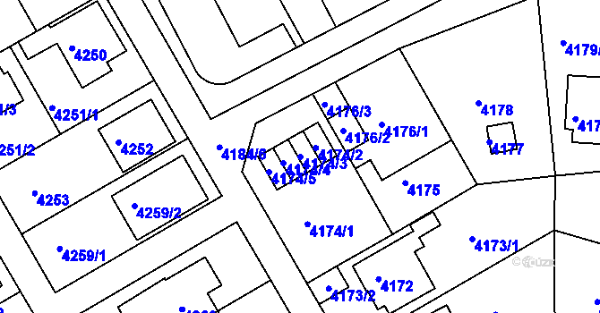 Parcela st. 4174/3 v KÚ Strašnice, Katastrální mapa
