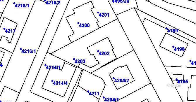 Parcela st. 4202 v KÚ Strašnice, Katastrální mapa