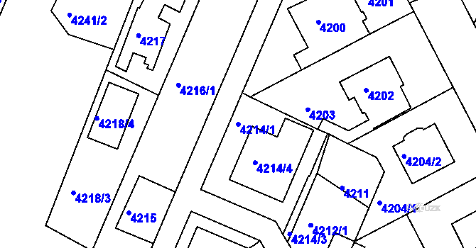 Parcela st. 4214/1 v KÚ Strašnice, Katastrální mapa