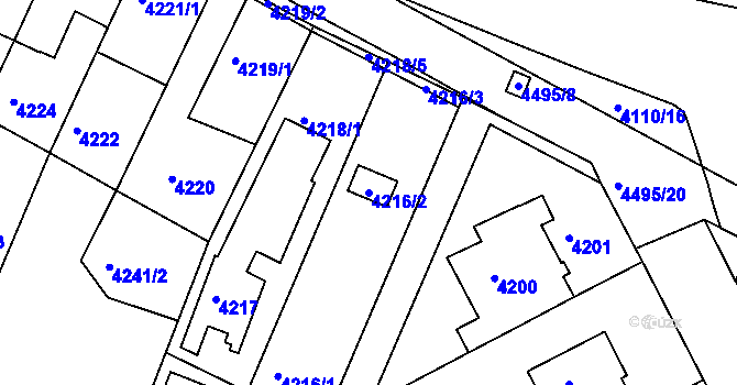 Parcela st. 4216/2 v KÚ Strašnice, Katastrální mapa