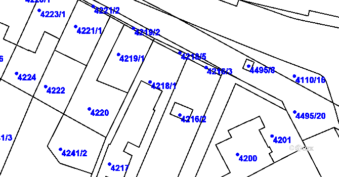 Parcela st. 4218/2 v KÚ Strašnice, Katastrální mapa