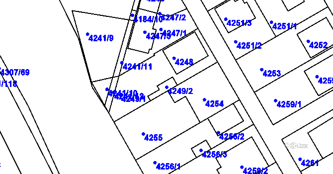 Parcela st. 4249/2 v KÚ Strašnice, Katastrální mapa