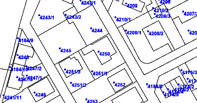 Parcela st. 4250 v KÚ Strašnice, Katastrální mapa