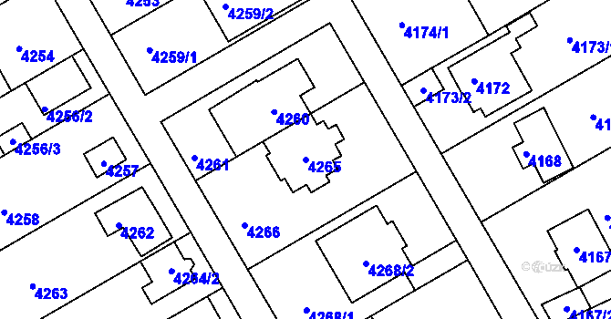 Parcela st. 4265 v KÚ Strašnice, Katastrální mapa