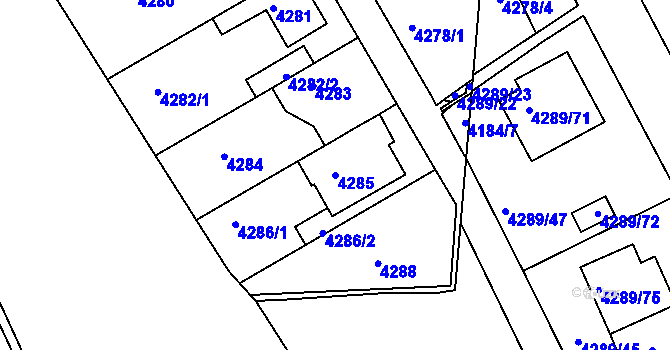 Parcela st. 4285 v KÚ Strašnice, Katastrální mapa